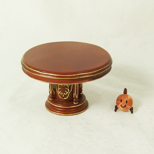CA100-02 Hansson Walnut with hand painted gold Table in 1" scale - Click Image to Close